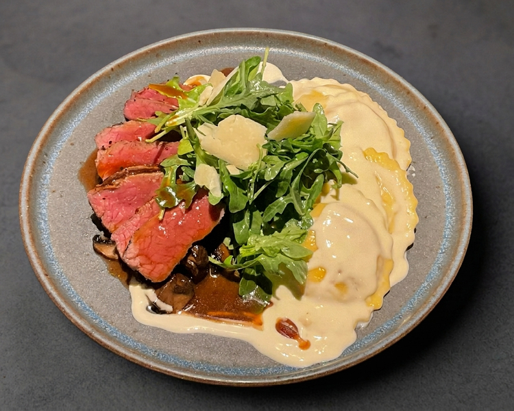 KOJI-AGED SIRLOIN + RICOTTA RAVIOLI